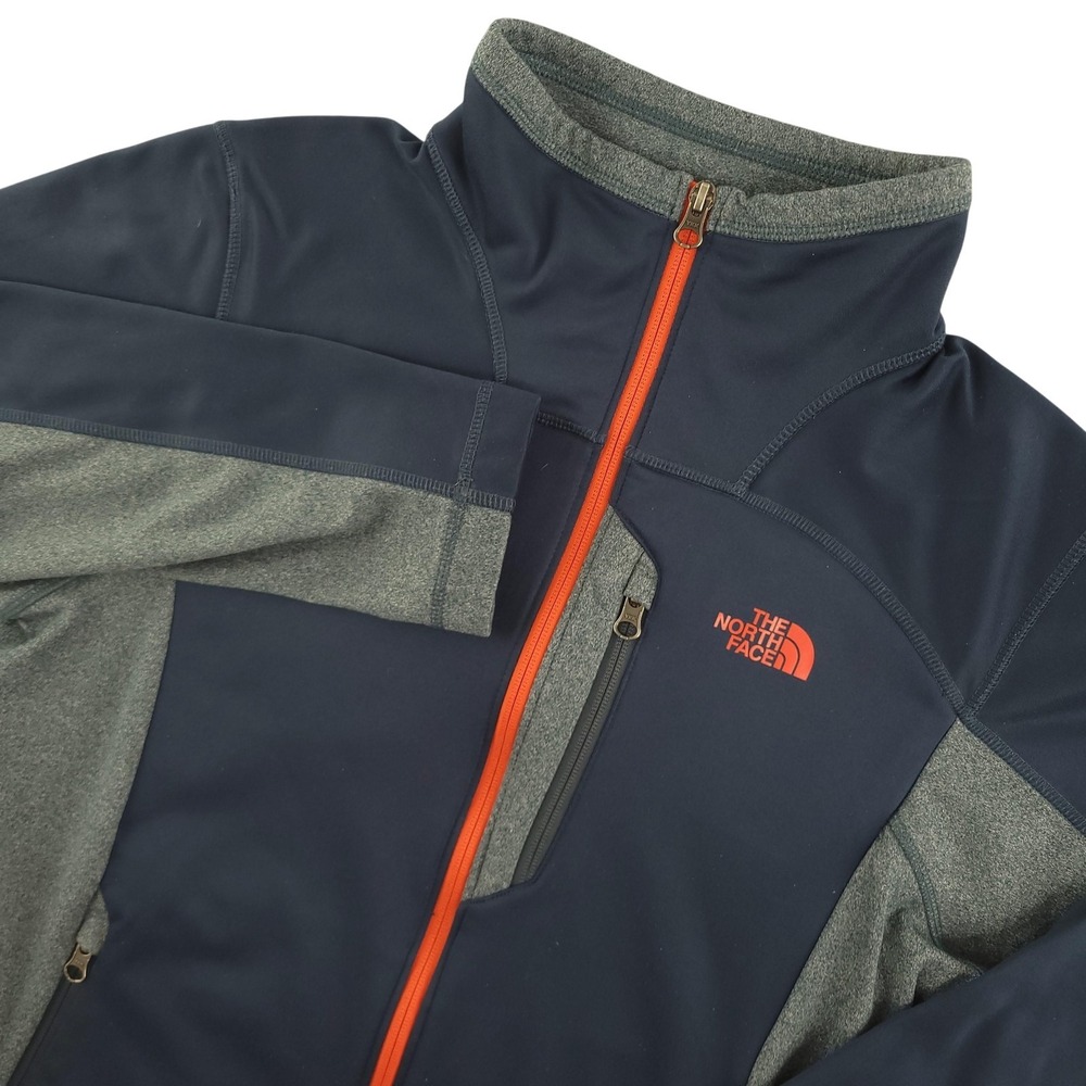 The North Face Jacket Mens M‎ Blue Gray Full Zip Softshell Fleece Hiking Outdoor